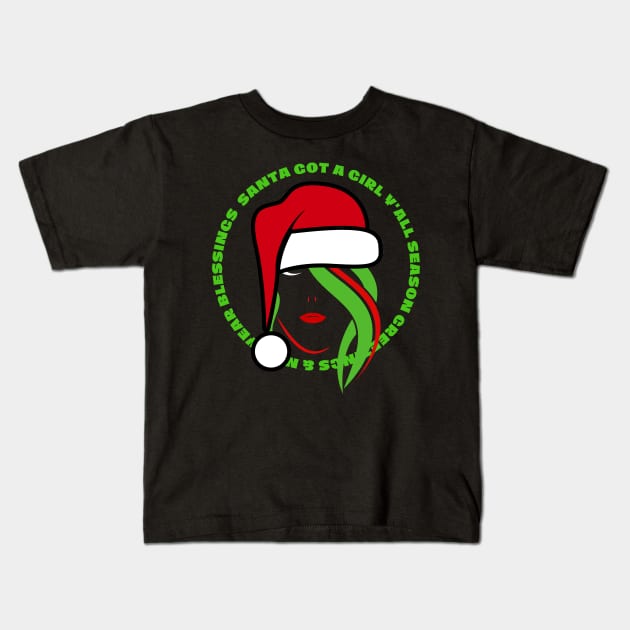 Lady in Santa Hat Kids T-Shirt by GraphXFashions